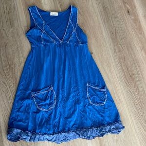 Free People Blue Eyelet lace sleeveless XS  mini dress